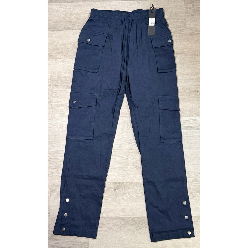 Fashion Nova NovaMen Worker Cargo Pants Men's Size Medium Navy Blue Stretch NWT